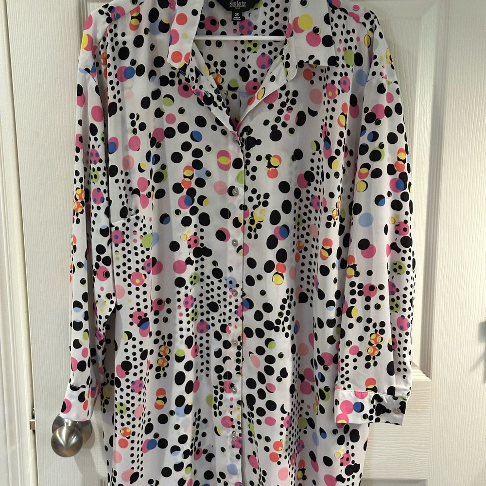 Colorful Polka Dot Button-Up Shirt